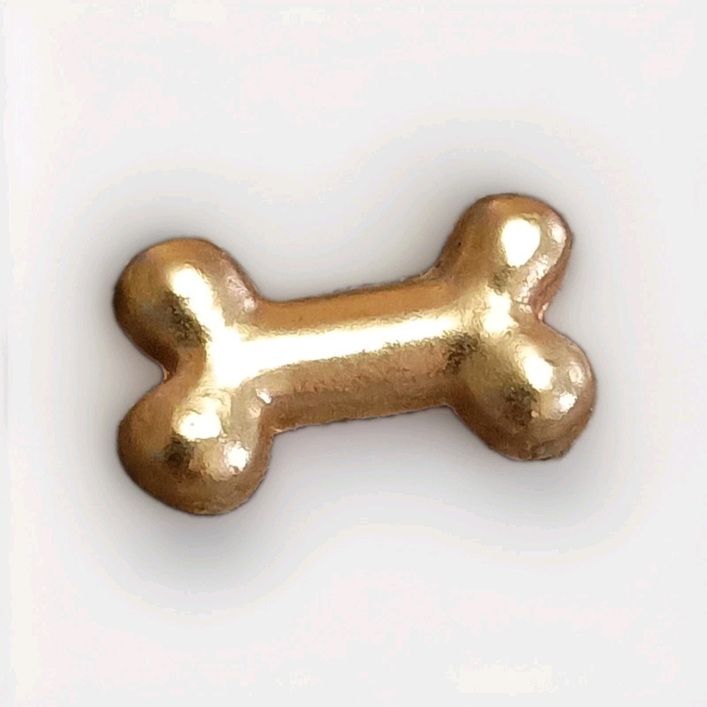 Vintage Tiny Dog Bone Gold Tone Hat Lapel Pin Pinback Tie Tac USA Made